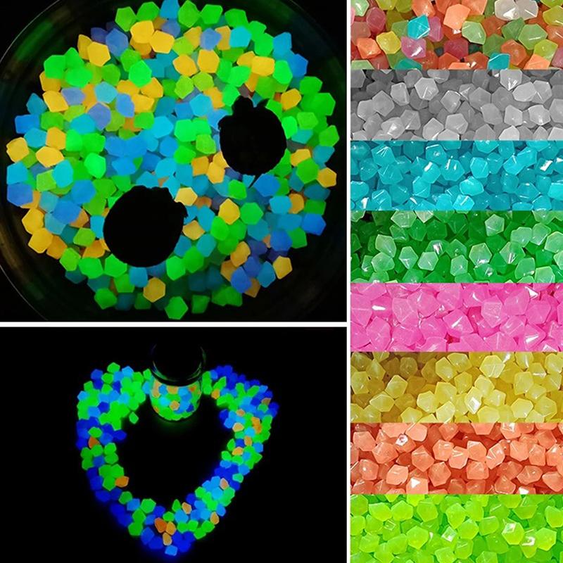 50Pcs Outdoor Luminous Stones Glow In Dark Garden Pebbles Fish Tank Decoration