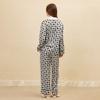 Classic Contrast Checkered Silk Pajama Set Long Sleeve Pants 100% Mulberry Sleepwear Women