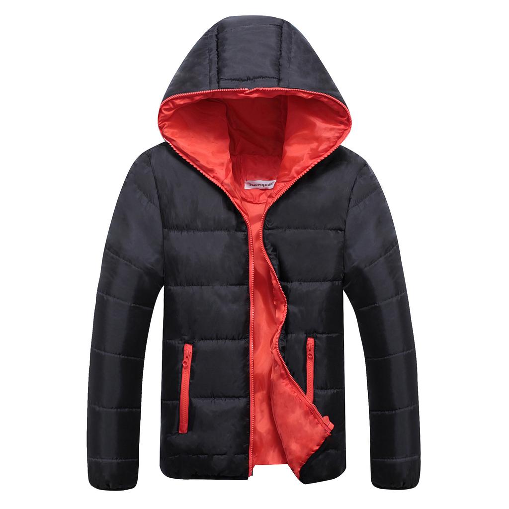 Spring and Autumn Men's Hooded Cotton Coat Thickened Casual Solid Color Zipper Cotton Coat Wearing Cotton Coat Fashion Men's Wear