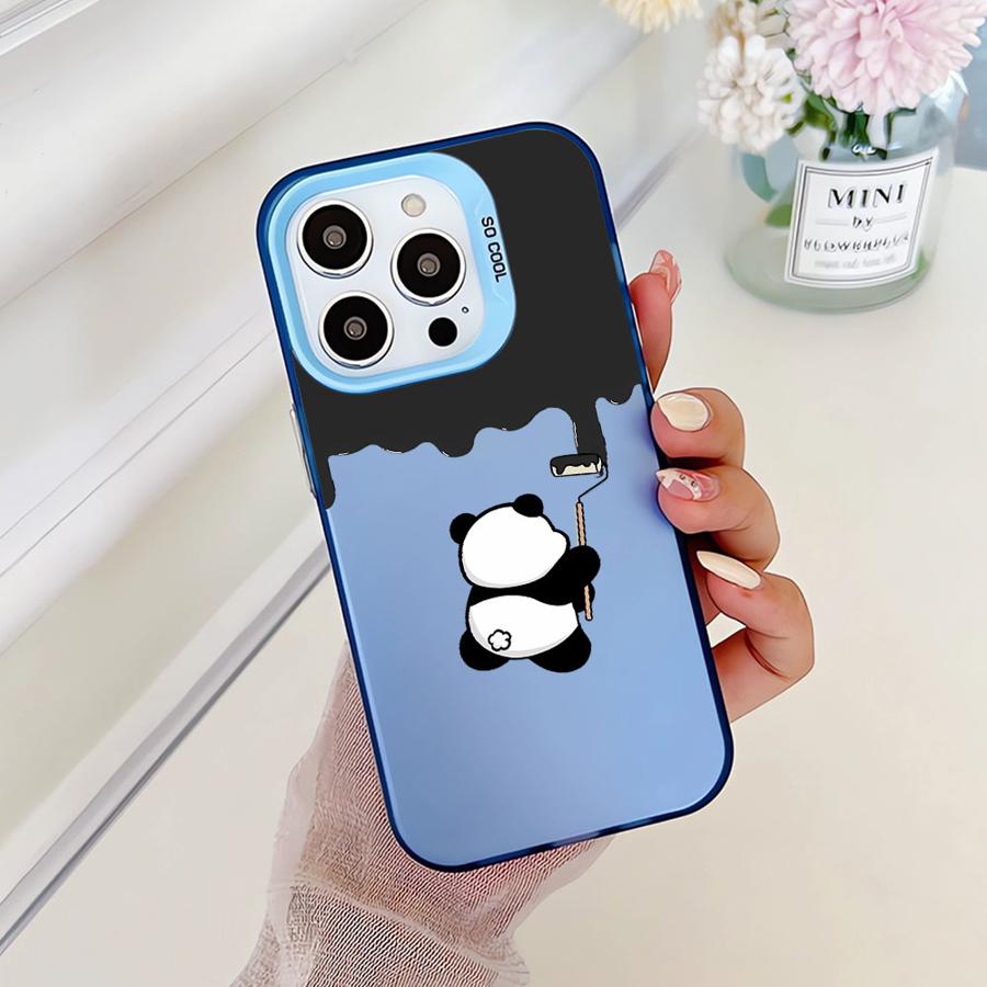 Мягкий чехол для телефона iPhone 14 15 16 Plus 11 12 13 Pro Max 16e Милый мультяшный панда