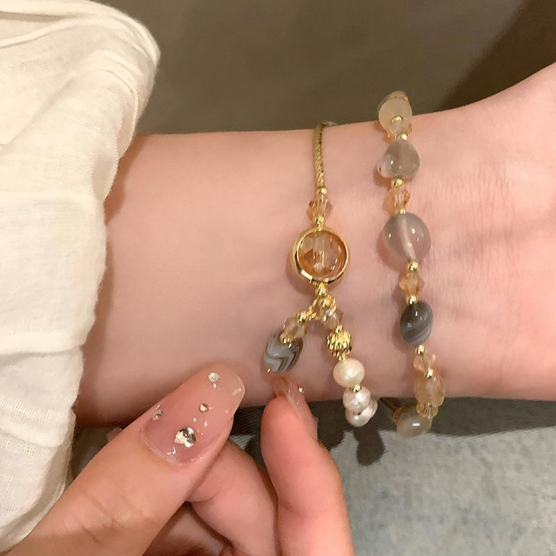 Natural Stone Bracelets Sweet Dopamine Pearl Baroque Bracelets Simple Collarbone Chain Fashionable Temperament Accessory