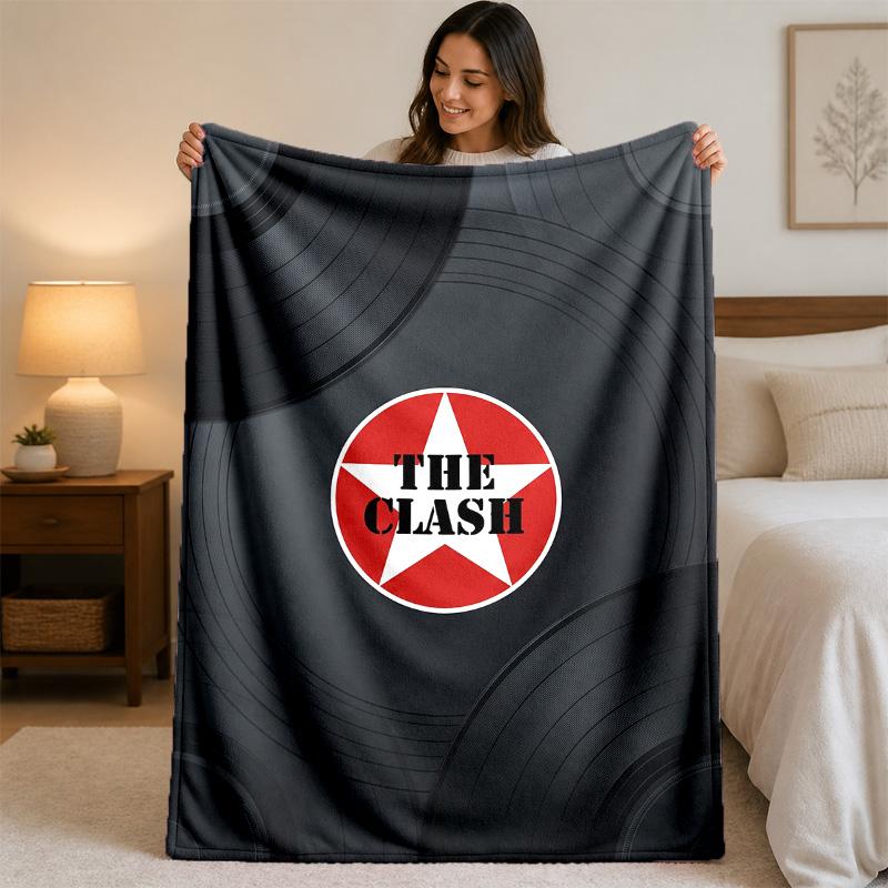 The Clash Print Flannel Blanket Cozy Lightweight Plush Throw Blanket For Bed Sofa Household Use