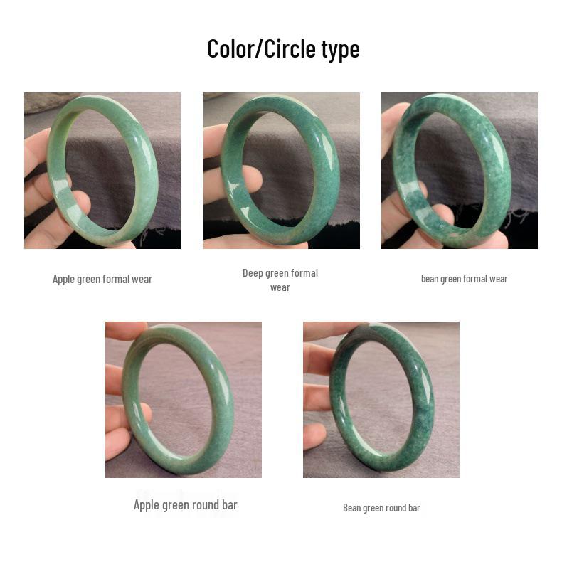 Натуральный браслет из бирманского жадеита класса А, круглый стержень, жадеитовые украшения цвета бобов и яблочно-зеленого.