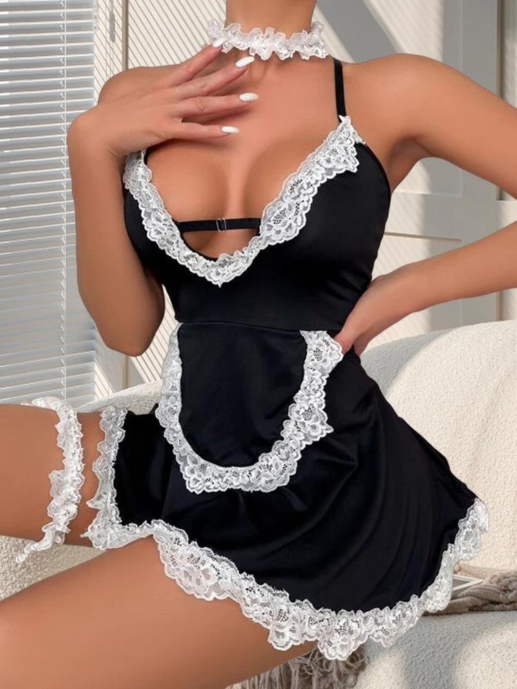Erotic lingerie maid seduction flirting bed free tease passion suit uniform pure lust sexy plus size pure