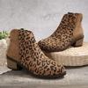 Женские ботильоны с леопардовым принтом, на массивном низком блочном каблуке, с круглым носком, на молнии сзади, с мягкой подкладкой, с поддержкой свода стопы, резиновая подошва, осенне-зимние, повседневные, полуформальные