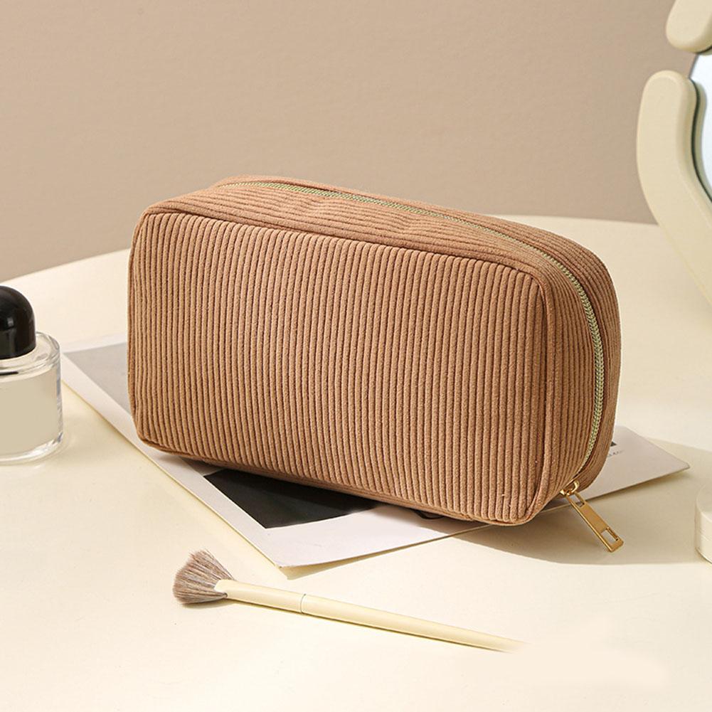 Corduroy Travel Makeup Storage Bag Portable Cosmetic Organizer for Electronics Toiletries Compact and Easy to Carry