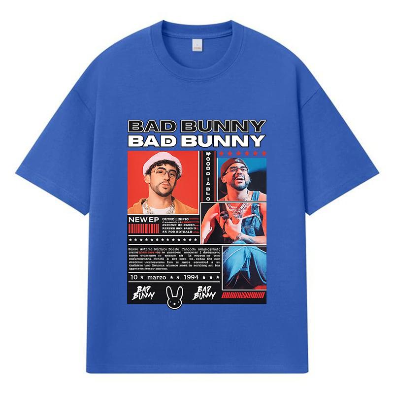 2026 Bad Bunny Графическая футболка Streetwear Y2k Harajuku Одежда 100% Хлопок Футболка Повседневная Оверсайз Летняя Мужская Футболка