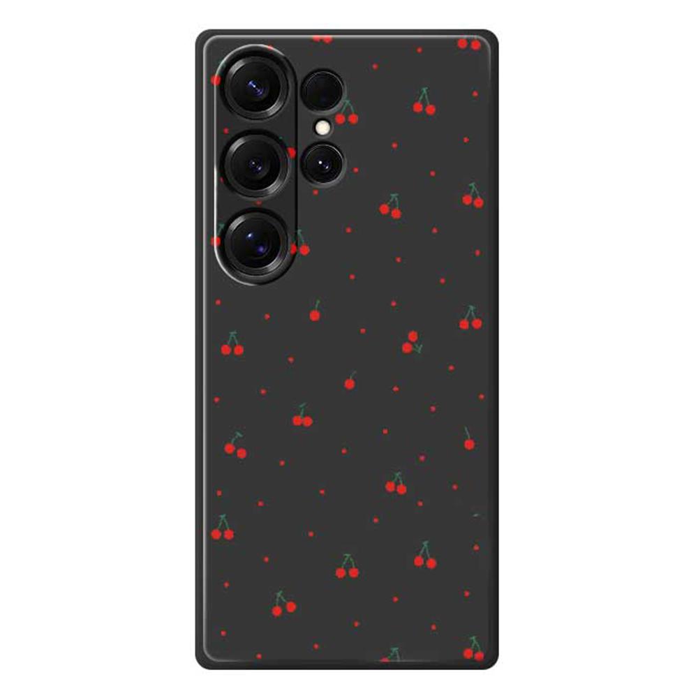 Чехол для Samsung Galaxy S25 Ultra Красный вишневый узор Печать Прямой край ТПУ Задняя крышка для телефона