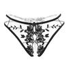 Seductive Embroidered Open-Crotch Lingerie Thong for Women
