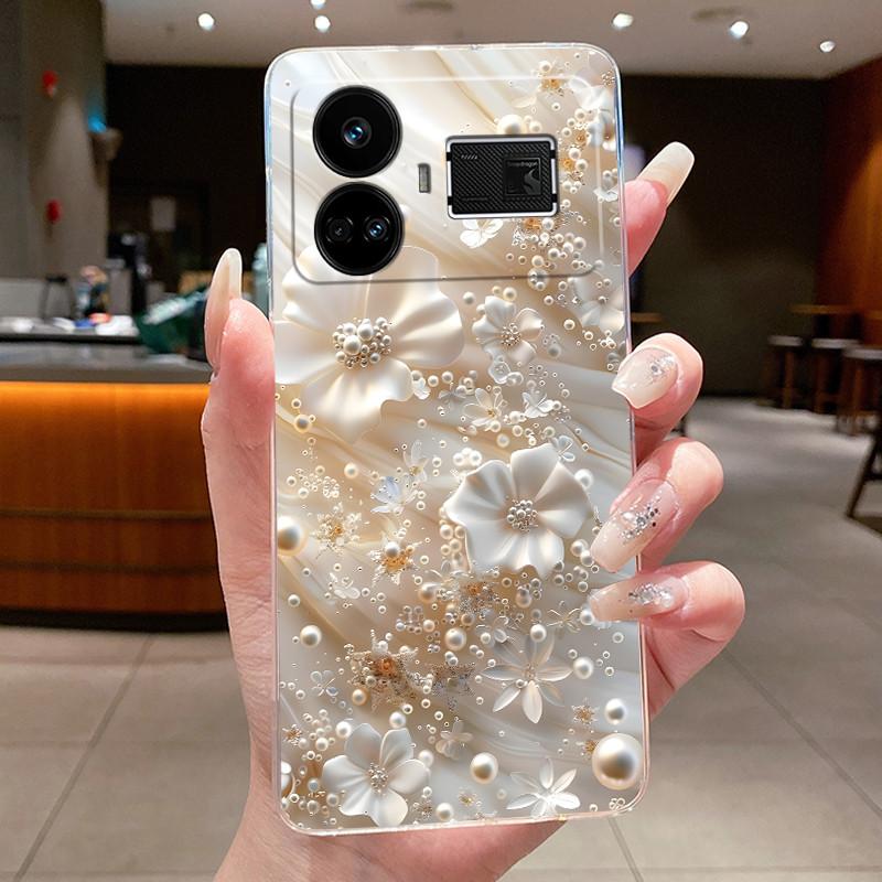 For Realme GT5 GT 5 240w Case Luxury Fashion Butterfly Flowers Clear Soft Silicone TPU Transparent Phone Case Back Cover Capas