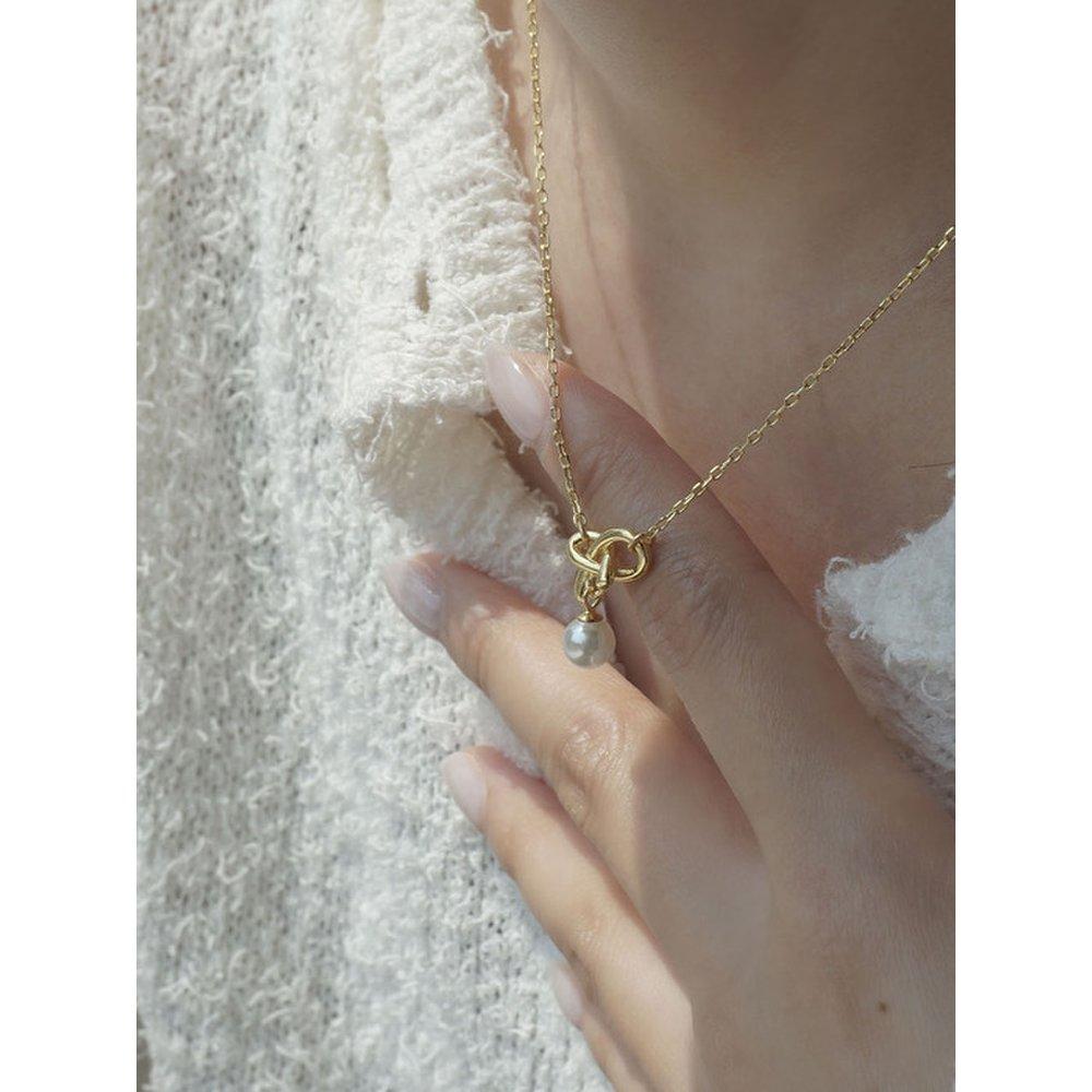 Silver925 Pearl Pretzel Necklace (2Color)