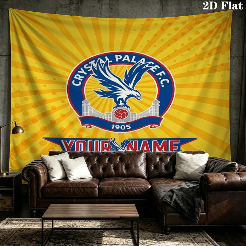 Custom Name Crystal Palace F.C Printed Tapestry – Wall Hanging for Bedrooms, Dorms, and Home Decor