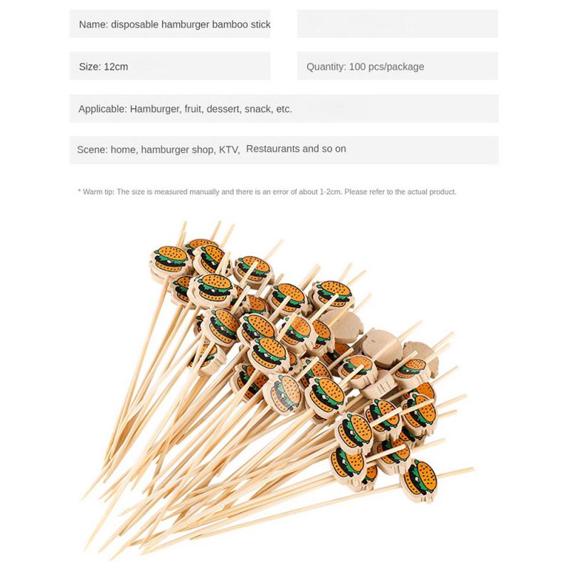Украшение для гамбургера бамбуковая палочка одноразовая фруктовая палочка шпажки для закусок фуршетная вечеринка бамбуковые палочки для еды декор для сэндвичей