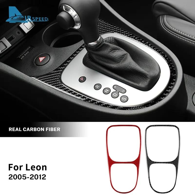 For Seat Leon 2005 2006 2007 2008 2009 2010 2011 2012 Real Soft Carbon Fiber LHD RHD Car Gear Shift Panel Sticker Accessories