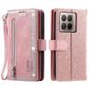 For Xiaomi 15T Pro Case 9 Card Slots Zipper Wallet PU Leather Phone Cover with Wrist Strap