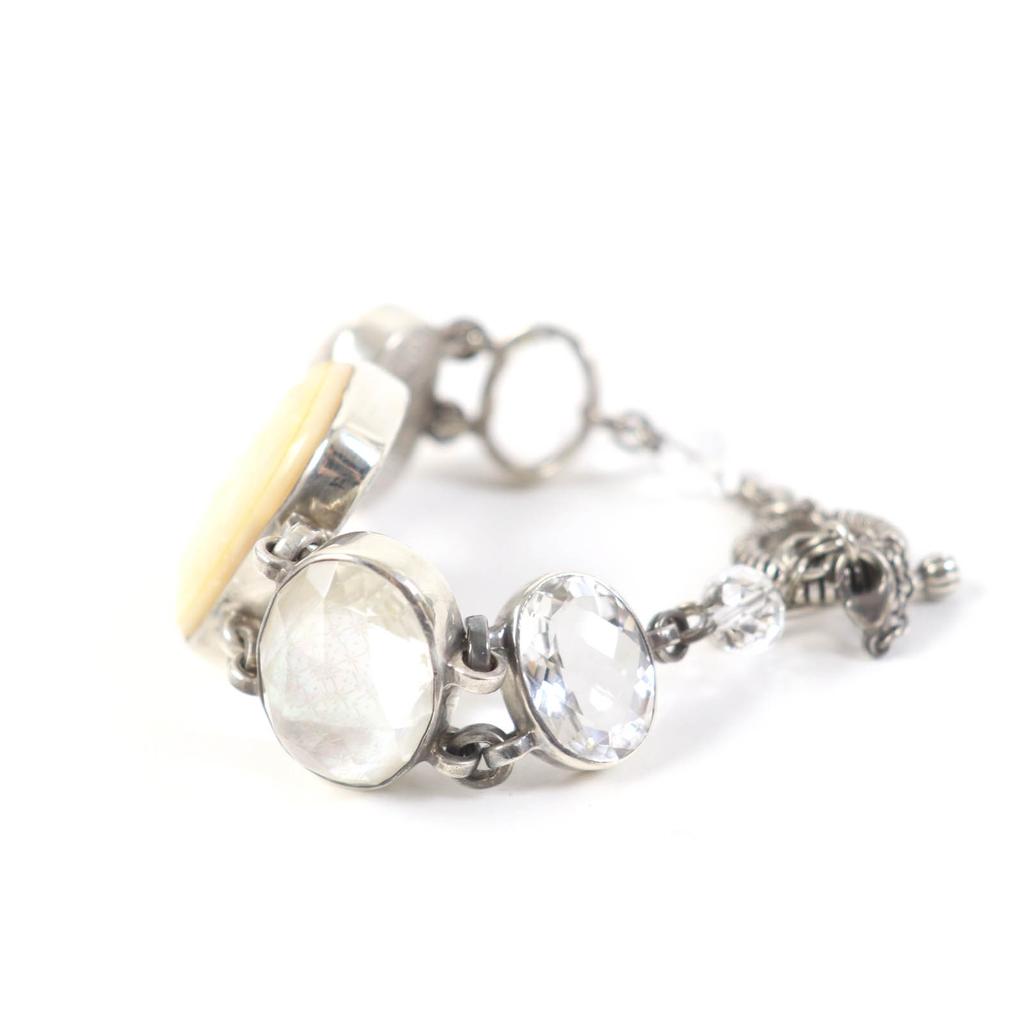 Great STEPHENDWECK bracelet Mother of pearl quartz floral toggle clasp Silver SV925 Women Used