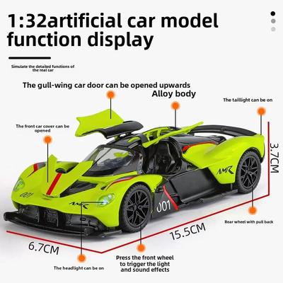 1:32 Aston Martin Valkyrie Металлическая модель автомобиля Литье под давлением Металлические спортивные автомобили Модель Симуляция Звук Свет Детские игрушки Подарок