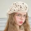 Japanese Style Flower Hat Breathable Crochet Knitted Cap Elegant Hollowed Out Beret  Gift