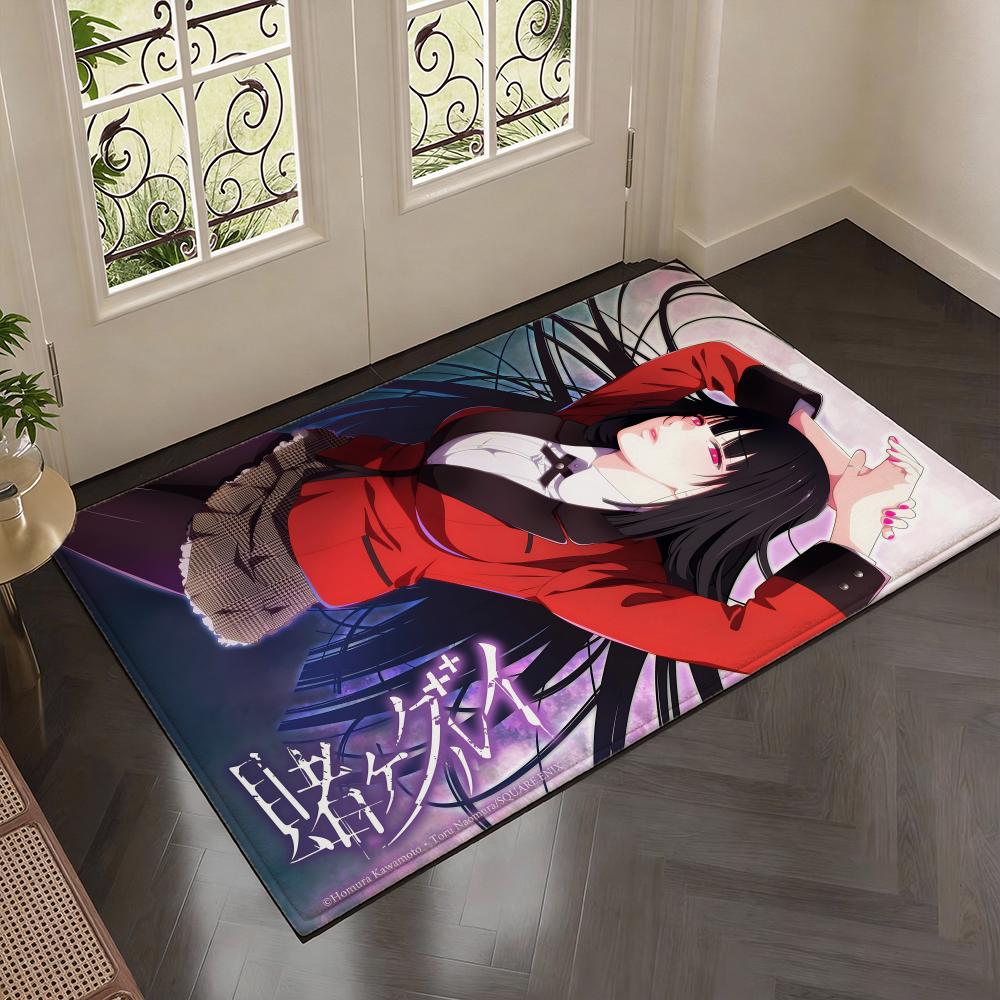 Thrilling Gambling Anime K-Kakeguruis Floor Mat Soft Thickened Flannel Door Mat Non-Slip Living Room Rug Home Decor