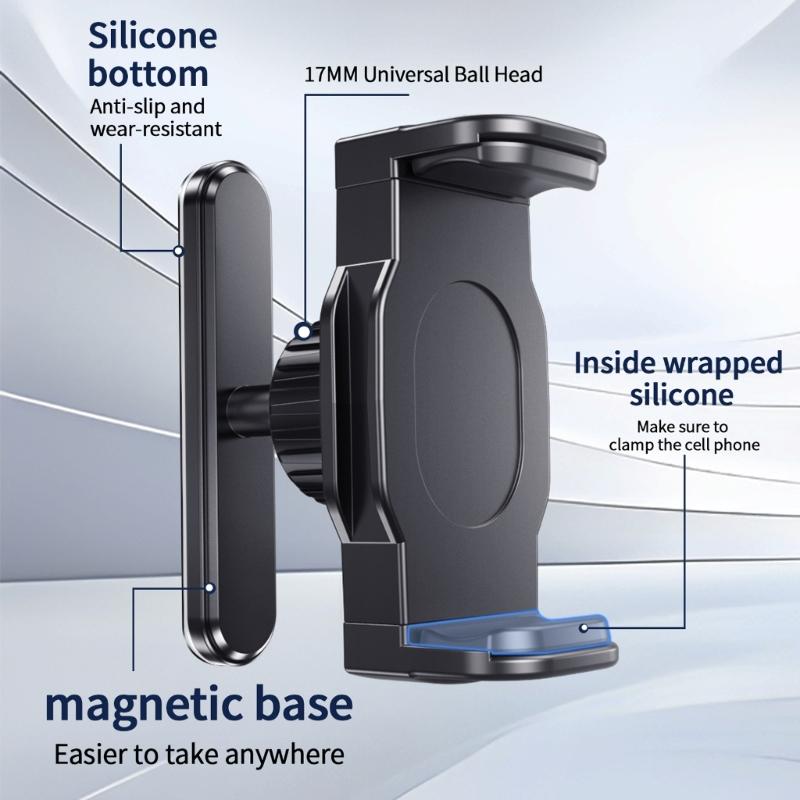 Gym Phone Mount Metal Base Magnetic Cellphone Mount For 4-7Inch Devices Secure 360 Rotation Phone Holder