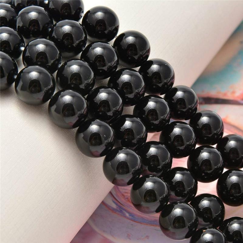 Натуральный драгоценный камень, свободные бусины из камня-разделителя, черные бусины из оникса для изготовления ювелирных изделий