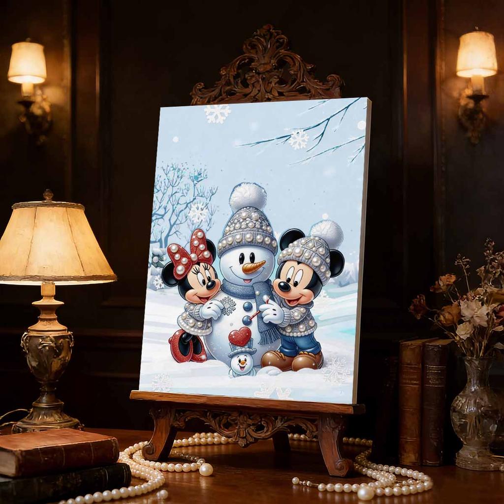 Disney Микки Минни Снеговик 5D DIY Набор для рисования жемчужной мозаикой Рождественская Зимняя Сцена со Снеговиком Вышивка Пазл Вышивка крестом Домашний Декор