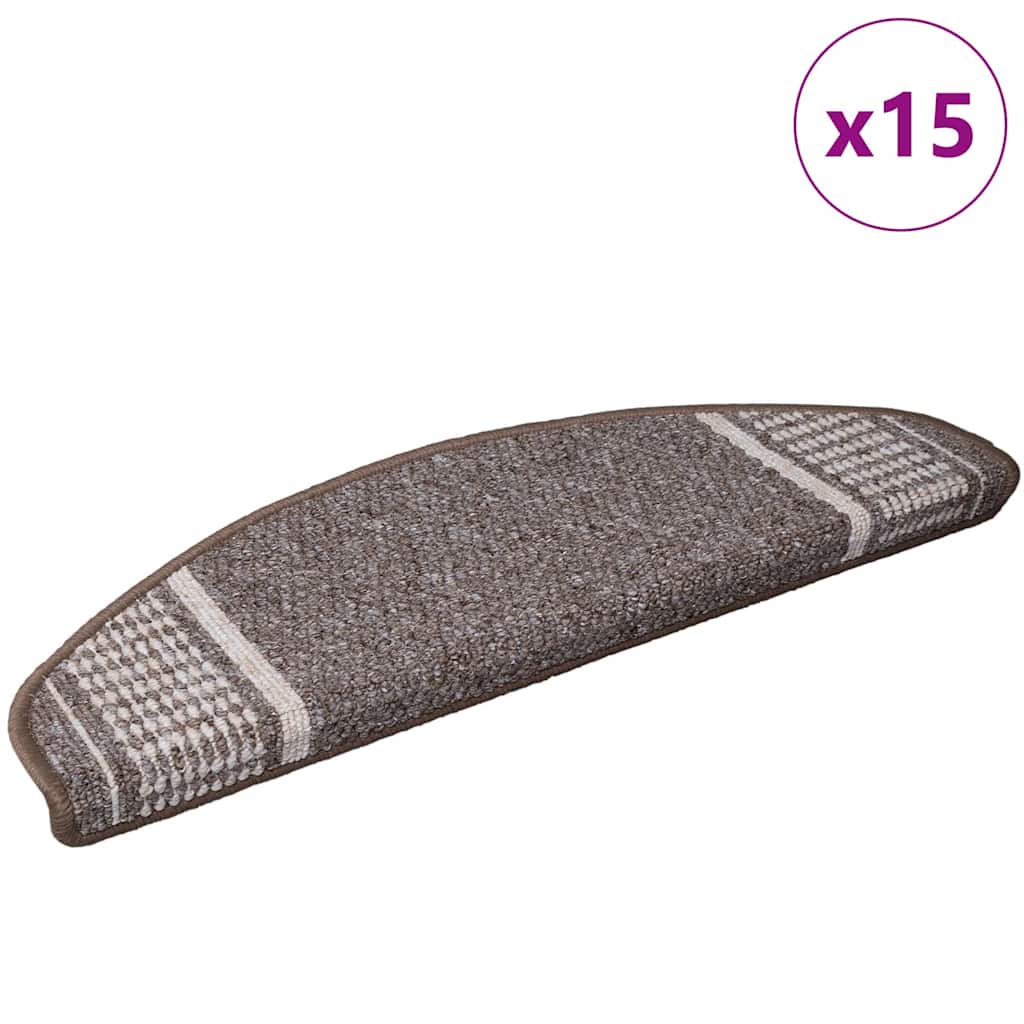 Self Adhesive Stair Treads 15 pcs Brown 65 x 21 x 4 cm