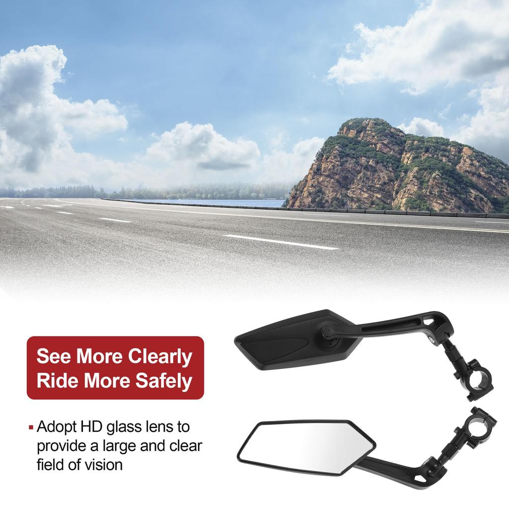 ACROPIX M10 Мотоциклетные зеркала заднего вида Зеркало бокового вида с креплением на руль Регулируемые Черный пластик Призматическая форма