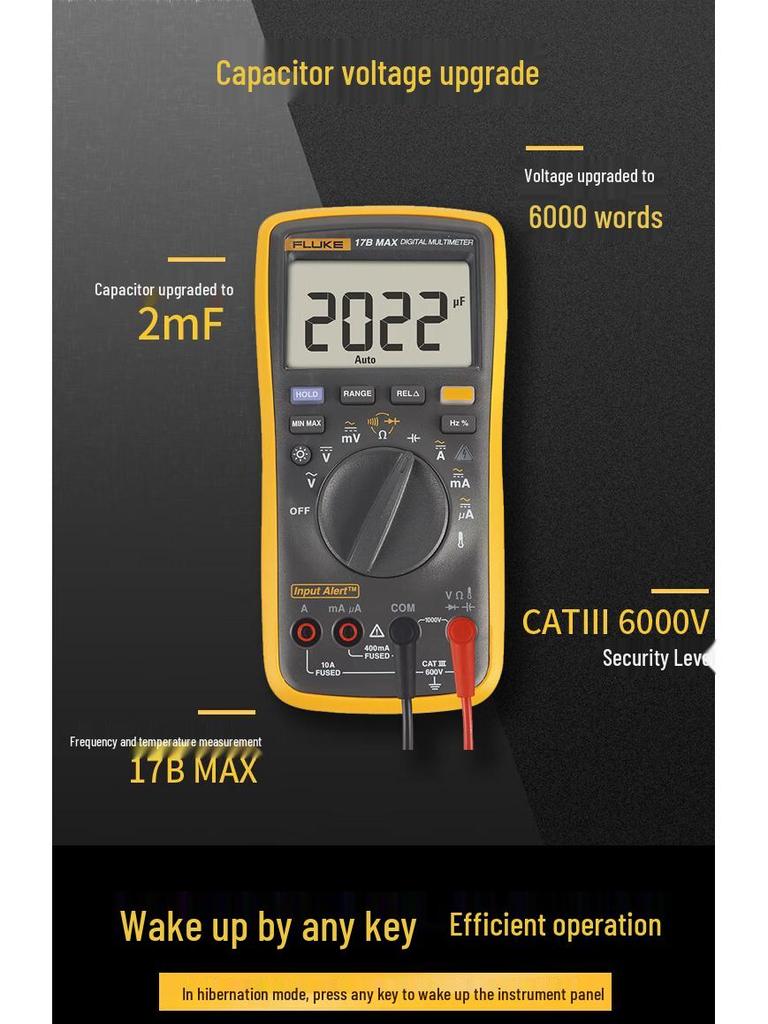 FLUKE F17B MAX Цифровой ручной высокоточный многофункциональный мультиметр для электрика