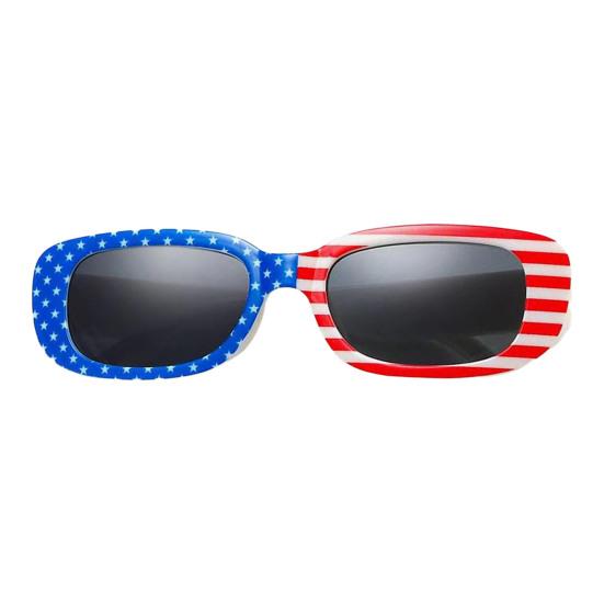 American Independence Day Sunglasses National Flag Print 4th July Celebration Block Sunlight Anti-UV Unisex Strong Hinge Photo Prop Retro