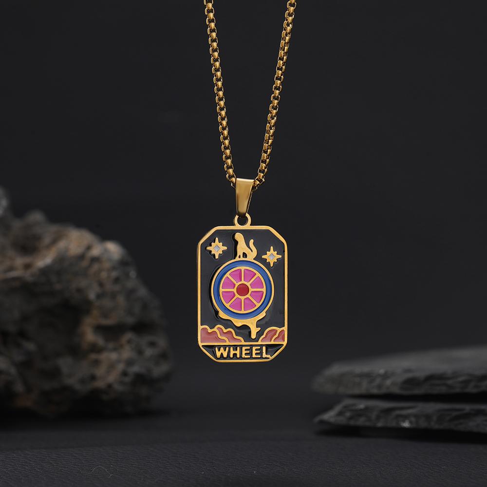 Tarot Card Neckalce Stainless Steel for Women Men Evil Eye Star Moon Sun Lovers One Piece Choker Original Design Jewelry Gifts