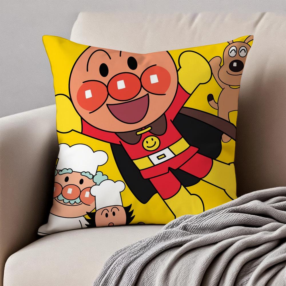 Cute Japanese Anime AAnpanman Cushion Cover Pillowcase Antidustmite Invisible Zipper Short Plush Sofa Cushion