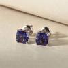 Asscher Cut Tanzanite Gemstone Stud Earrings In 925 Sterling Silver Stud Earring