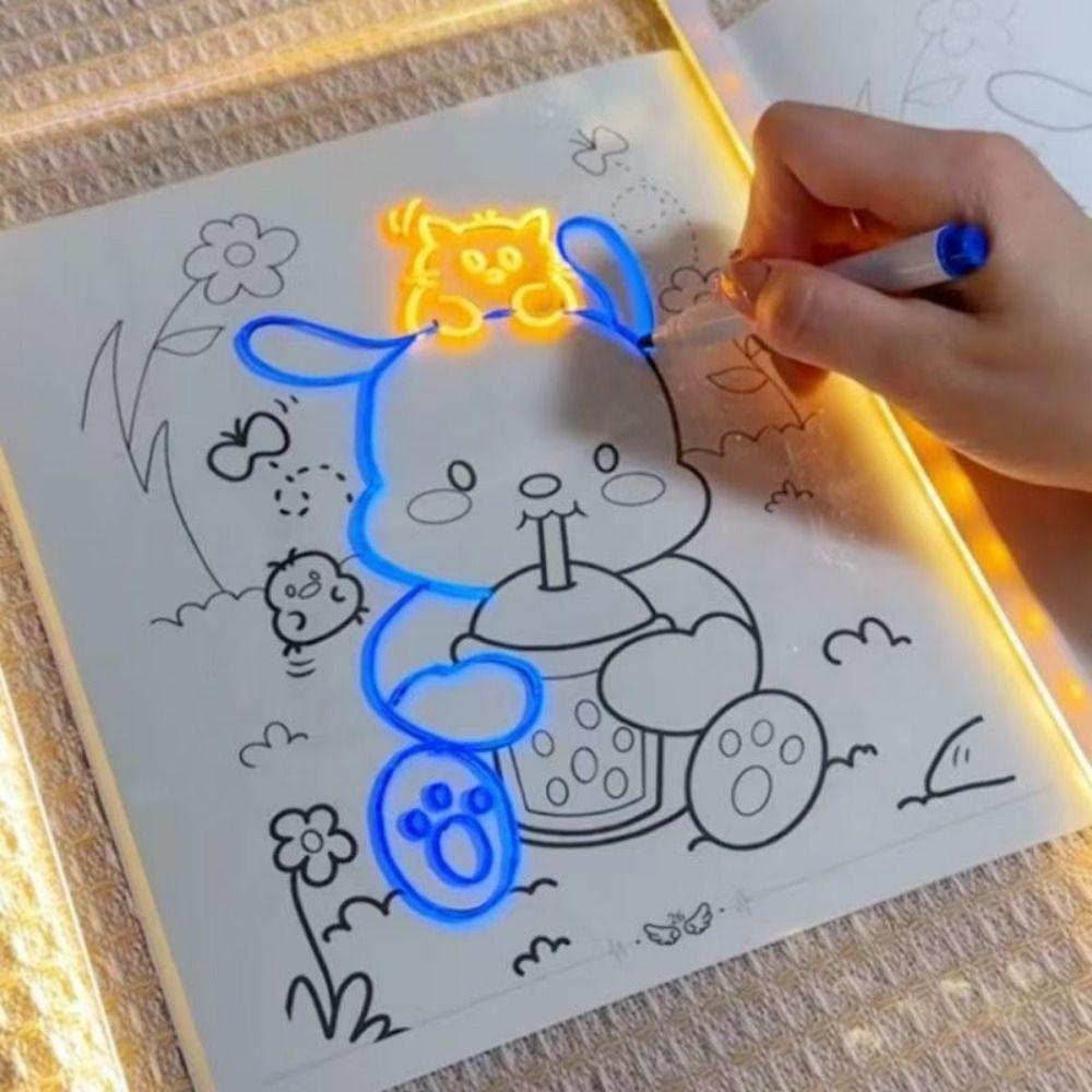 Красочная светодиодная доска для заметок с 7 ручками, ночником, регулируемой подставкой, переписываемой поверхностью, детская доска для рисования, питание от USB, стирание