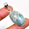 Republic Larimar Gemstone 925 Silver Plated Handmade Jewelry Pendant 1.70"