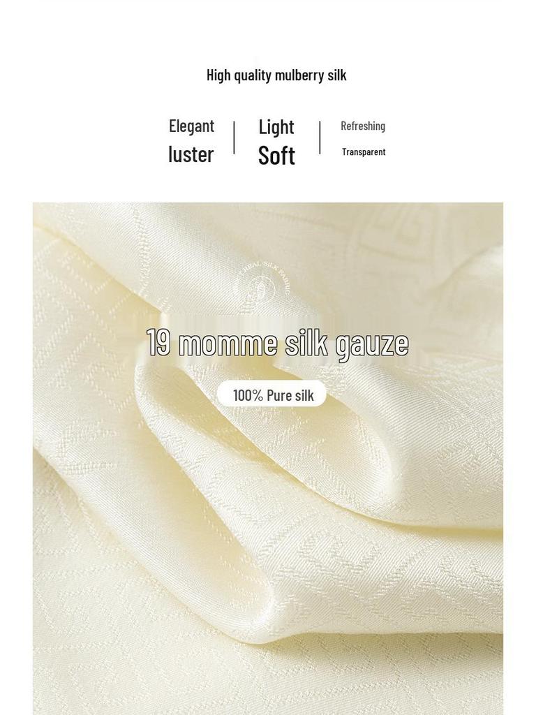 Женская элегантная рубашка из французского шелка - Осень 2025, с длинным рукавом, воротник-стойка, роскошный топ из шелка тутового дерева.