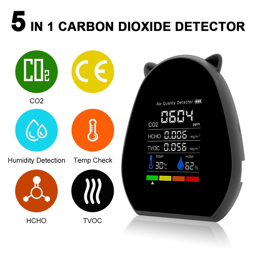 Многофункциональный детектор качества воздуха CO2, тестер температуры и влажности CO2 HCHO TVOC детектор бытовой монитор загрязнения воздуха