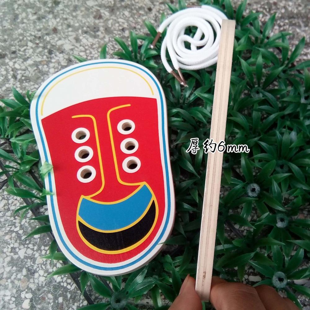1 Piece Kids Cute Wooden Shoes Puzzles Toys Children Montessori Early Learning Tie Shoelaces Puzzles Wood Beads Lacing Board