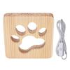 Cat Paw Night Light Hollow Out Soft Light Eye Protection Portable 3D Wooden Lamp with USB Interface