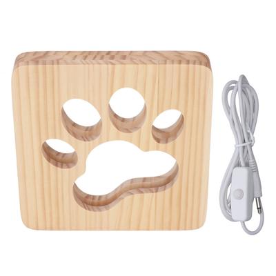 Ночной светильник Cat Paw с мягким светом и защитой глаз, портативная 3D деревянная лампа с USB-интерфейсом