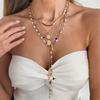 Cross Colorful Crystal Necklace Set Y-Shaped Beads Chain Choker  Sea Beach Jewelry