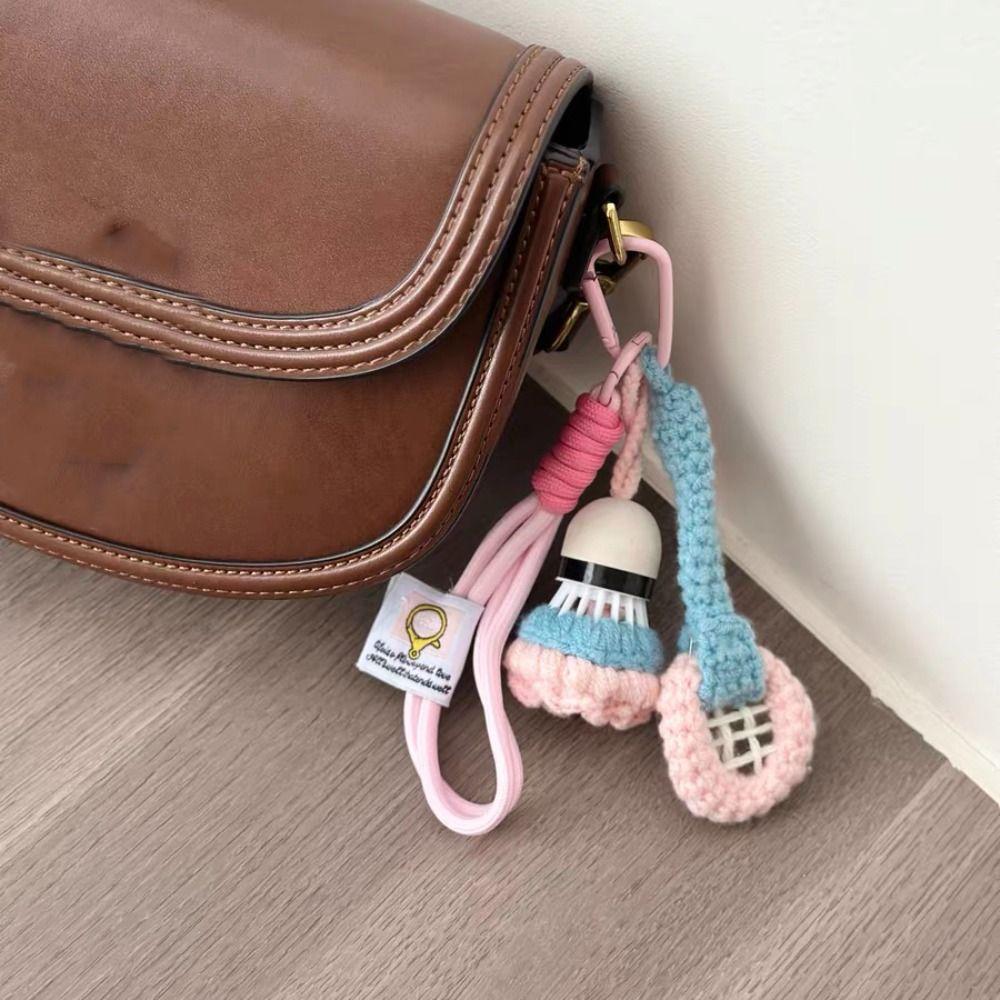 Мини Крючок Брелок для Бадминтона Яркий Цвет Брелок для Ключей Машины Вязаный Подвеска Бадминтон Декор для Рюкзака