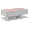 100*50*35cm Coffee Table, High Gloss Sofa Table, Living Room Table with Drawers, Coffee Table with LED Light, Glass Top, White