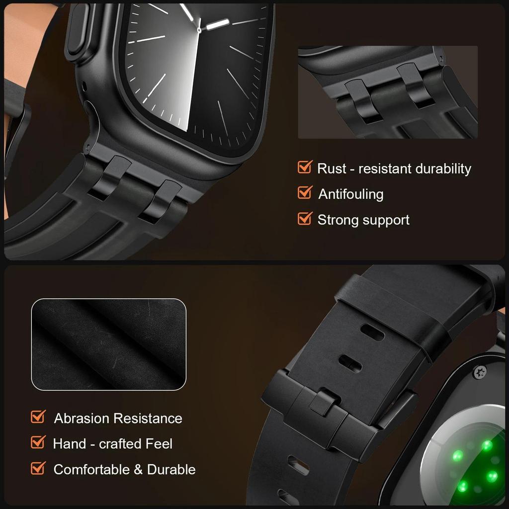 Кожаный ремешок для Apple Watch 49мм 46мм 45мм 44мм Роскошный мужской браслет для iWatch Ultra 3 Серии 11 10 9 8 7 6 SE
