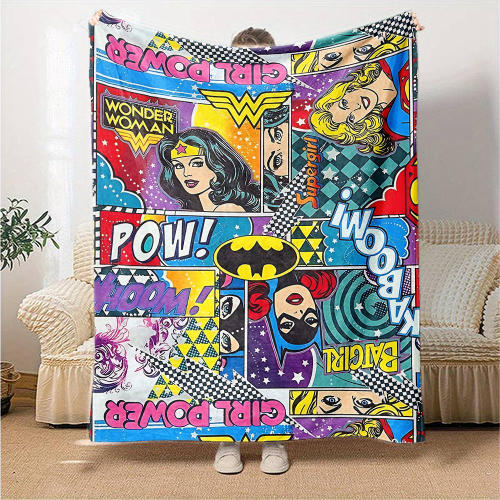 Superhero Comic Collage Flannel Blanket Super Soft Warm Cozy Blanket For Sofa Bed Office Travel Allseason Home Decor Gift