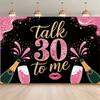 2D Pink Gold 30th Birthday Banner Talk 30 To Me Black Themed Party Background