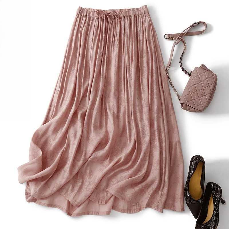 Casual Jacquard Skirt Women's Summer Elegant Thin A-line Skirt