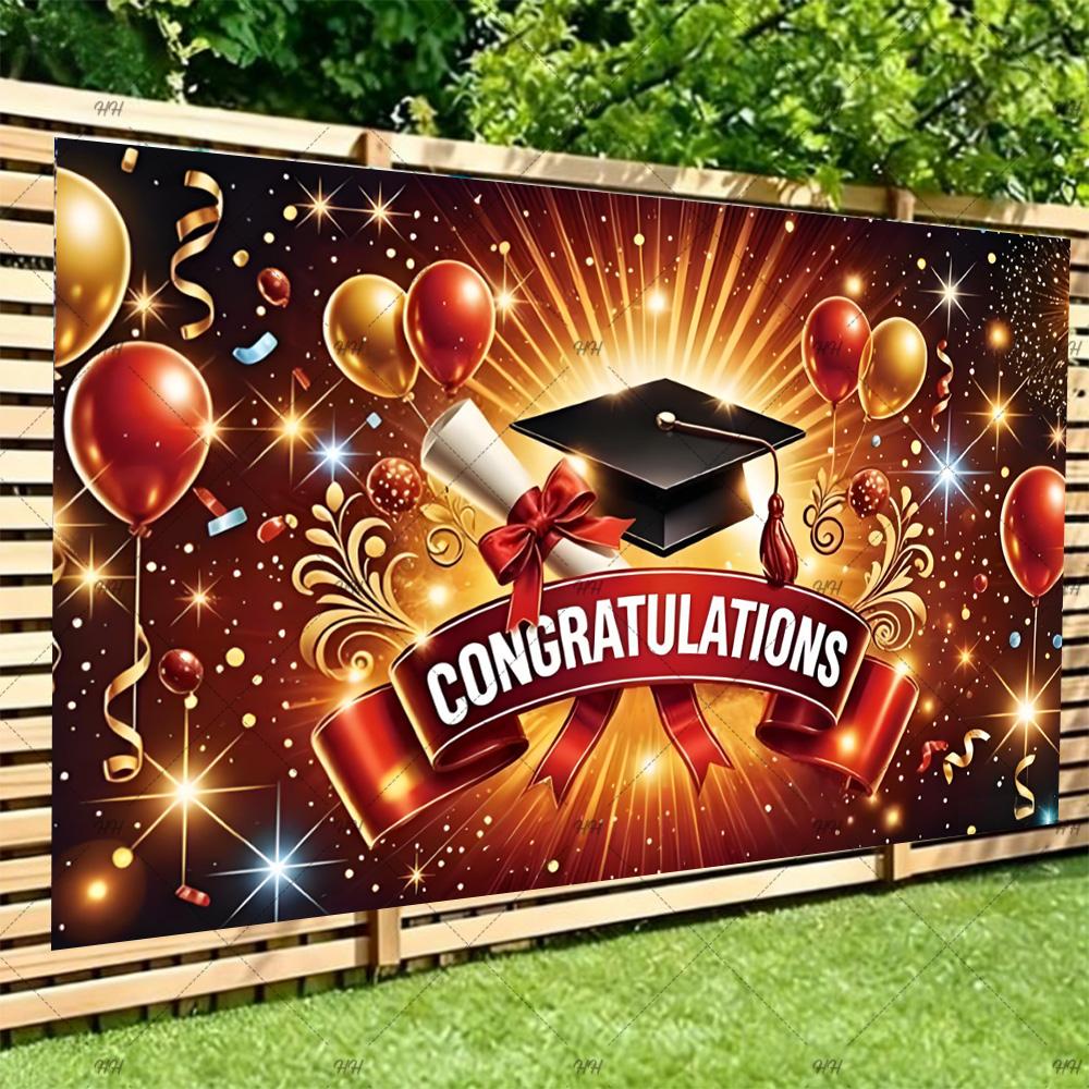 Congratulatory Graduatio Celebration Theme Party Decoration Background Graduates Backdrop Photography Studio Props Student Gifts