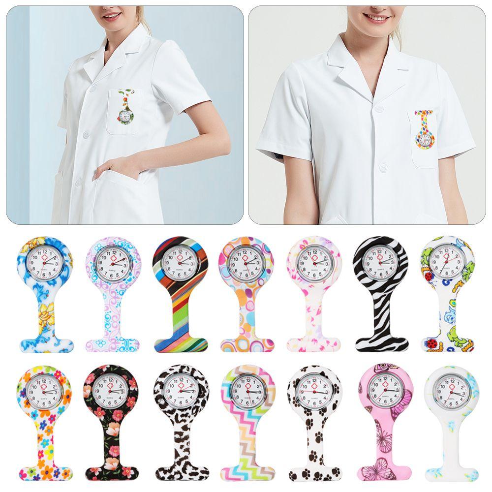 Unisex Silicone Multi Colors Lapel Watches with Second Hand Fob Nurse Watch Nursing Clip On