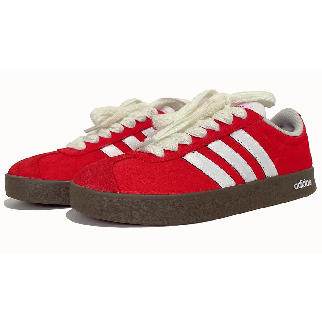 adidas Vl Court Classic Нескользящие, Износостойкие, Легкие Низкие Скейтбордические Кроссовки Унисекс Красный Белый HQ1802(Команда417-)